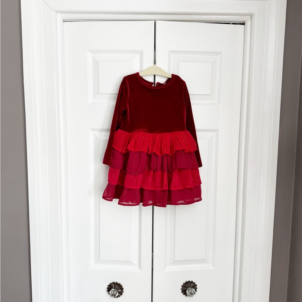 Velour ruffled Christmas dress